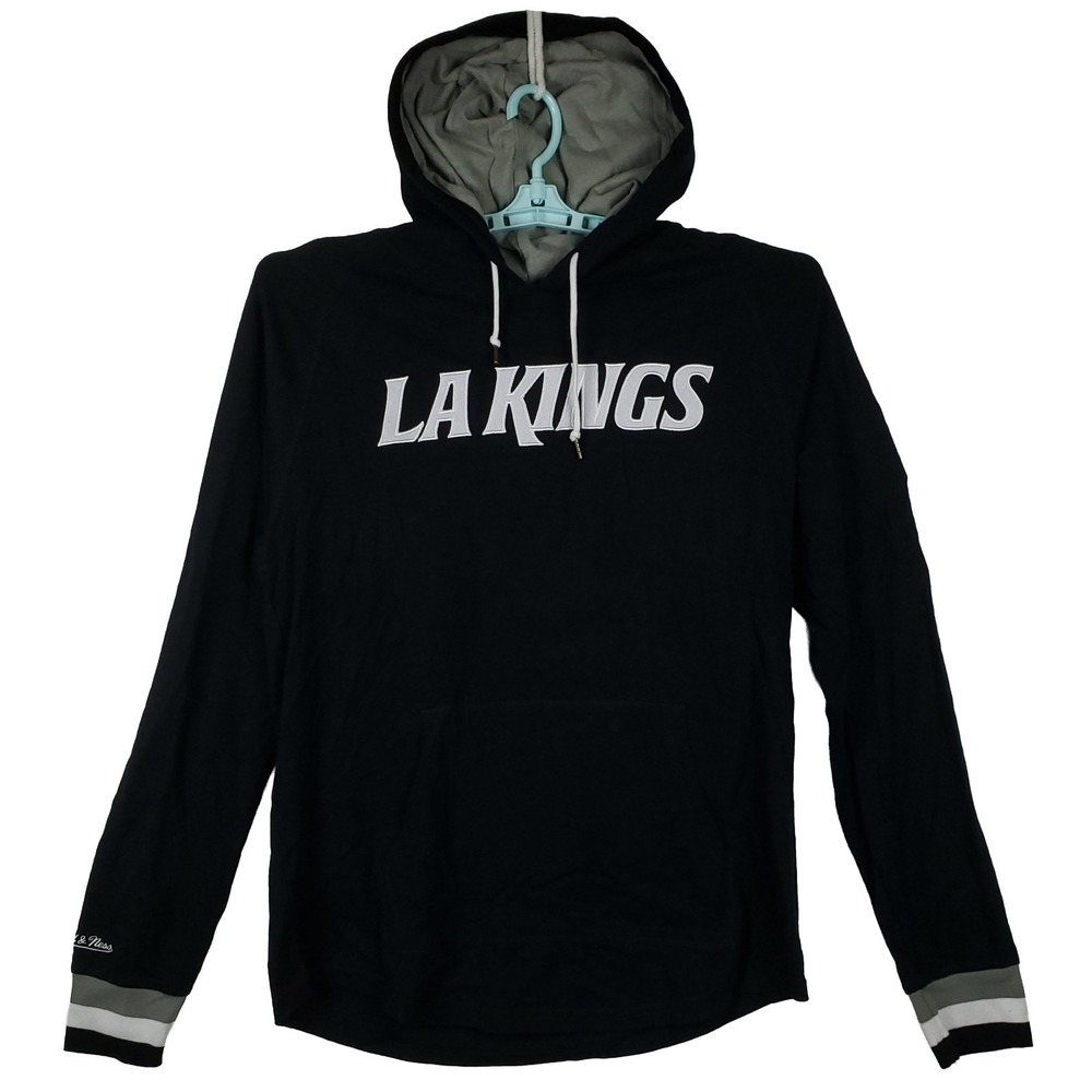 LA Kings Mitchell & Ness NHL‎ Large Hooded Longsleeve Cut Fabric Logo Black NWT